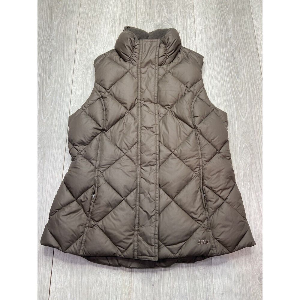 Eddie Bauer Vest Women XS Brown Puffer 700 Goose Down EB700 Outdoor Quilted Hike
